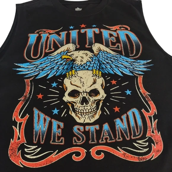Celebrate Patriotic Motorcycle Shirt  Men's Black Sleeveless Eagle Skull Size S - Picture 4 of 6
